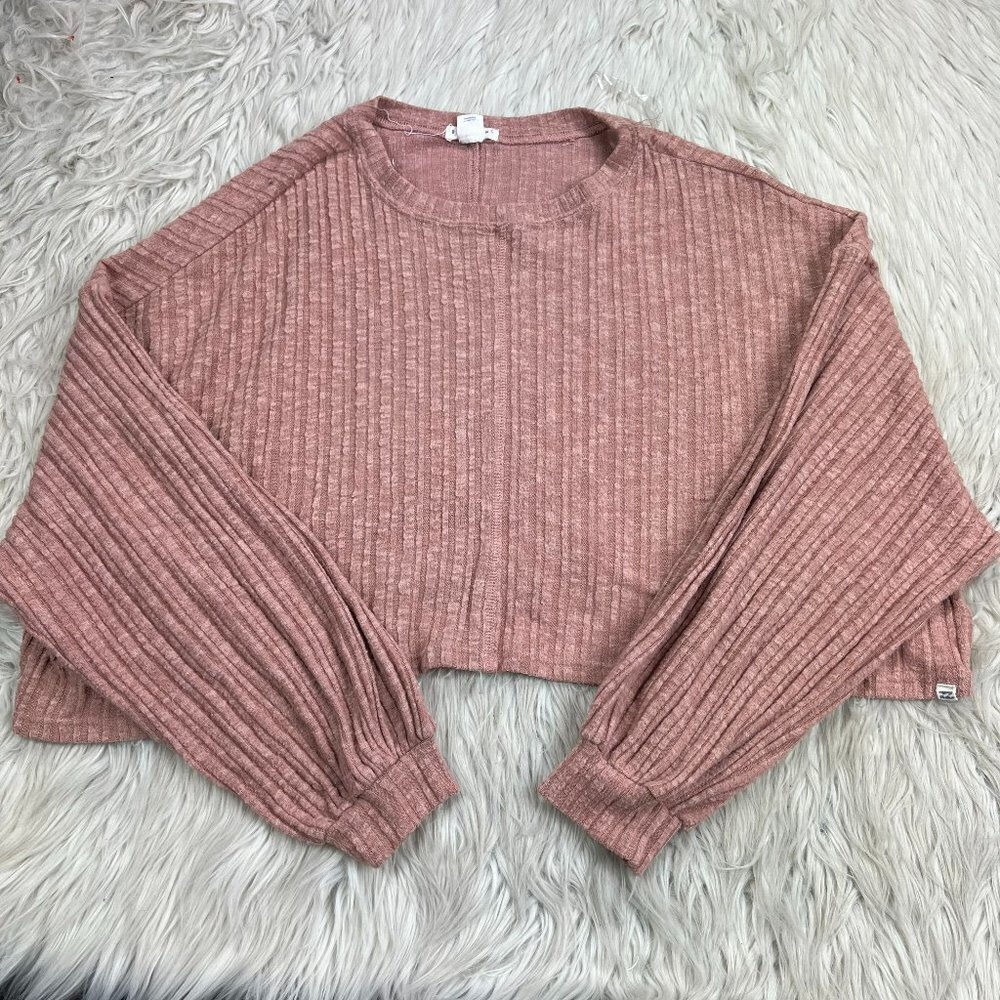 Billabong Women's Oversized Ribbed Cropped Long Sleeve Top